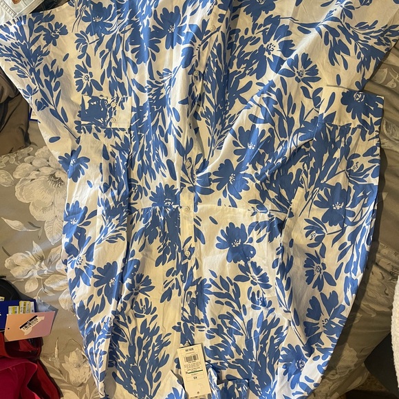Blue and White Dolman Sleeve Midi Sundress for Wedding Guest - Picture 1 of 5